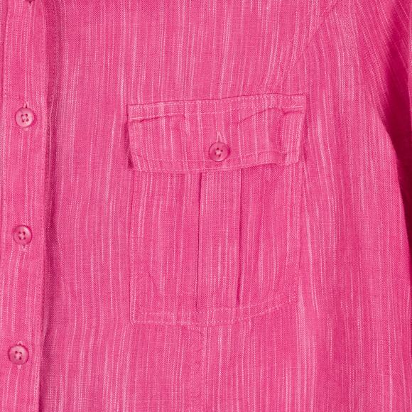 Coldwater Creek Women's 100% Linen Top MEDIUM Colorful Pink Beach Coastal Casual - Picture 3 of 8